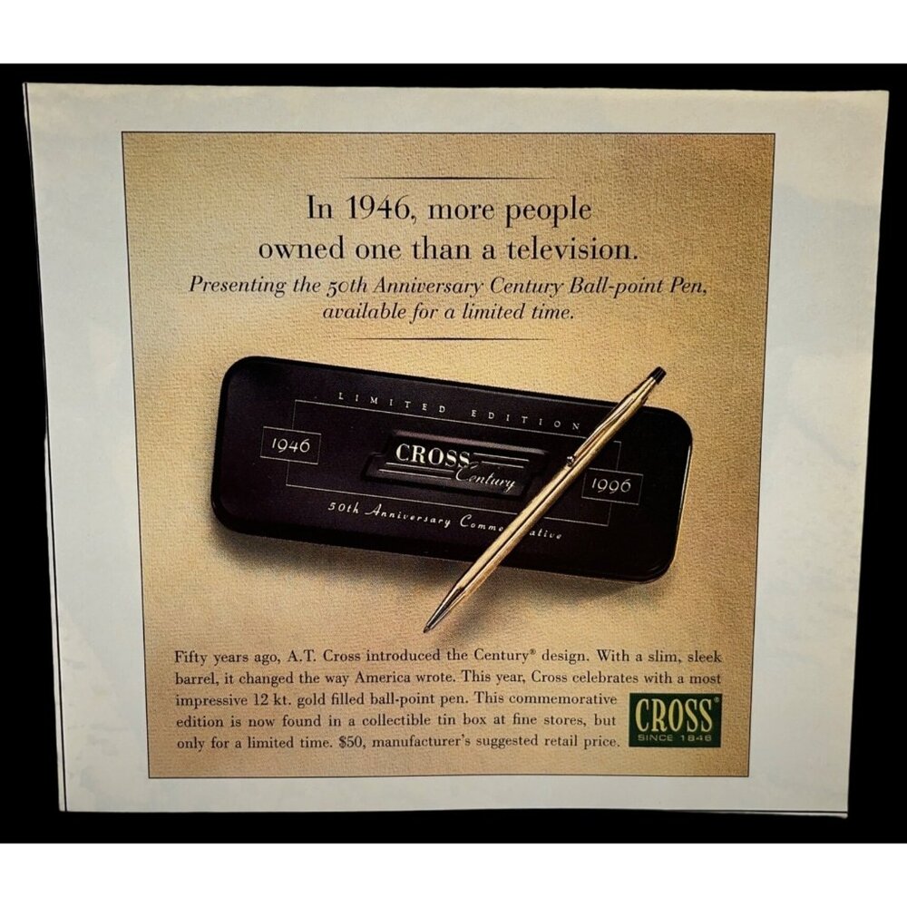 Cross Pens Century Print Ad Vintage 90s 50th Anniversary Commemorative